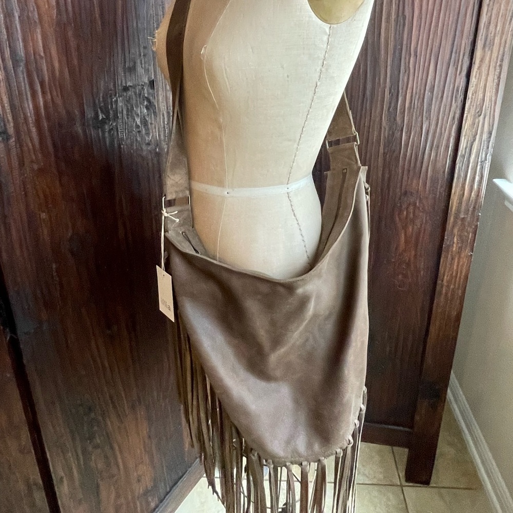 illia Calf Skin Leather Cross Body Fringe Bag
